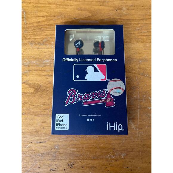 MLB Atlanta Braves Ear Buds  Logo Noise Reduction Blue New - Picture 1 of 3